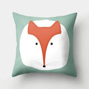 Fox and Bird Polyester Pillowcase by Ljojo: Cartoon Landscape Cushion Cover for Sofa