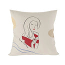 Abstract Line Drawing Girls Print Cushion Cover 45x45cm by Ljojo
