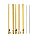 Ljojo 304 Stainless Steel Reusable 5Pcs Bubble Tea Straw Set with Brush and Spoon