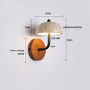 Ljojo LED Wall Lights Bedroom Yellow Travertine White Glass Wabi Sabi Wood Bedside Lamp