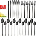 Ljojo 24-Piece Black Stainless Steel Christmas Dinnerware Set