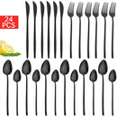 Ljojo 24-Piece Black Stainless Steel Christmas Dinnerware Set