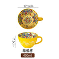 Ljojo 400ml Bohemian Ceramic Mugs for Coffee, Milk, Oatmeal, Microwaveable