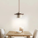 European Vintage Stone Pendant Light LED Walnut Travertine Hanging Lamp by Ljojo
