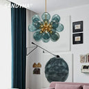 Ljojo LED Bubble Ball Glass Chandelier Modern Living Room Decor Blue Pink Hanging Light