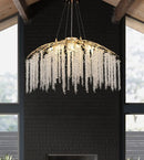 Crystal LED Chandelier: Gloss Art Strip Hanging Light for Living Room by Ljojo