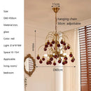 French Retro Cherry Glass Chandelier Vintage Living Room Pendant Light by Ljojo.
