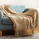 Cozy Knit Throw Blanket with Tassel, Black Lightweight Decorative Blanket for Couch and Bed by Ljojo