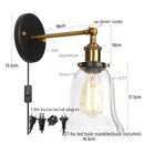 Ljojo Loft Rustic Clear Glass LED Wall Light - Industrial Style Iron Wall Lamp