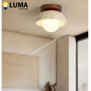Yellow Travertine Ceiling Light: Japanese Wabi Sabi Stone Lamp by Ljojo