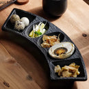 Ljojo Matte Stone Curved Plate: Patterned Ceramic Dessert Sushi Snack Molecular Cuisine Plate