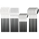 Ljojo 24Pcs Stainless Steel Cutlery Set with Imitation Wood Handle