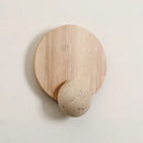 Ljojo LED Pull Chain Wall Light: Yellow Cave Stone Wood Wabi Sabi Design