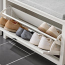 Ljojo™ Flip-Drawer Shoe Bench with Seat Cushion: Compact Entryway & Hallway Storage