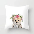 Cute Animals Print Decor Pillowcase by Ljojo - Pink Flower Theme