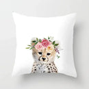 Cute Animals Print Decor Pillowcase by Ljojo - Pink Flower Theme