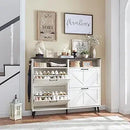 Ljojo™ Farmhouse Shoe Storage Cabinet with Barn Door Design & 4 Flip Drawers