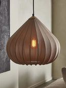 French Minimalist Pendant Light Onion Shape Fabric Lampshade for Living Room.