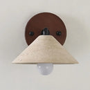 Ljojo LED Travertine Wall Light with Wood Pull Chain Switch and Iron Mirror Light