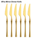 Ljojo 24-Piece Gold Stainless Steel Cutlery Set Flatware Knife Fork Spoon Mirror Matte