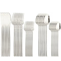 Ljojo 30-Piece Stainless Steel Cutlery Set, Black Mirror Flatware, Western Tableware