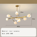 Art Deco White Ceramic Chandelier Pendant Lamp G4 Bulb Gold Metal - Ljojo