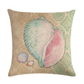 Ljojo Marine Life Linen Pillowcase: Fashion Conch Starfish Shell Sofa Decor Cover