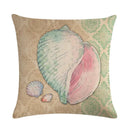 Ljojo Marine Life Linen Pillowcase: Fashion Conch Starfish Shell Sofa Decor Cover