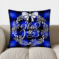 Blue Plaid Reindeer Merry Christmas Pillow Cover for Sofa Bedroom Car - Ljojo