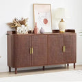 Ljojo™ 4-Door Wooden Storage Cabinet with Adjustable Shelf and Iron Legs