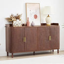 Ljojo™ 4-Door Wooden Storage Cabinet with Adjustable Shelf and Iron Legs