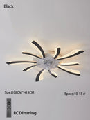 Ljojo 110-240v LED Ceiling Fan Light: Black/White, Intelligent, Creative, for Living Room