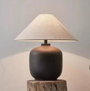 Ljojo Ceramic Table Lamp LED Night Light Fabric Lampshade Bedroom Decor Pottery Jar Style