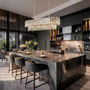 Modern Luxury Gold K9 Crystal Rectangular Chandelier Pendant Light by Ljojo