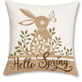 Easter Rabbit & Cross Egg Print Pillow Cover for Farmhouse Decor by Ljojo