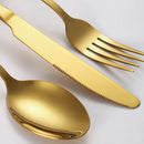 Ljojo 24pc Gold Stainless Steel Cutlery Set - Retro Style for Kitchen & Restaurant