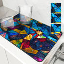 Kitchen Draining Mat Geometric Figures Quick Dry Bathroom Drain Pad by Ljojo