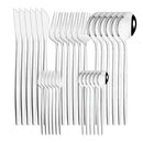 30-Piece Pink Silver Stainless Steel Dinnerware Set by Ljojo