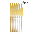 Ljojo 30-Piece Stainless Steel Tableware Set with Golden Waist Design