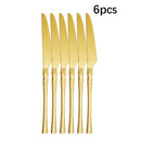 Ljojo 30-Piece Stainless Steel Tableware Set with Golden Waist Design