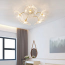 Ljojo Lotus Leaf Glass Ceiling Lamp Chandelier Nordic Hanging Light E14 Bulb Optional