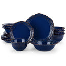 Ljojo 16-Piece Blue Relief Reactive Glaze Ceramic Dinnerware Set