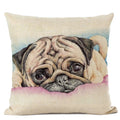 Cute Bulldog Hand-Painted Linen Pillowcase by Ljojo Teddy Collection