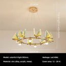 Ljojo Modern Acrylic Butterfly Led Pendant Light Gold Suspend Lamp for Home Decor