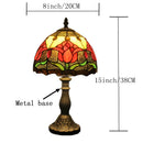 American Tiffany Style Tulip Table Lamp Stained Glass Living Room Night Light - Ljojo