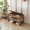 Ljojo™ Mid-Century 2-Tier Shoe Rack Bench: Compact Storage with 550lbs Capacity