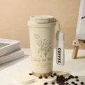 Ljojo 500ml Stainless Steel Vacuum Insulated Coffee Cup Straw Mug