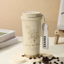 Ljojo 500ml Stainless Steel Vacuum Insulated Coffee Cup Straw Mug