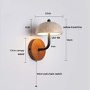 Ljojo LED Wall Lights Bedroom Yellow Travertine White Glass Wabi Sabi Wood Bedside Lamp