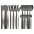 Ljojo 24-Piece Black Stainless Steel Cutlery Set for Home Dining